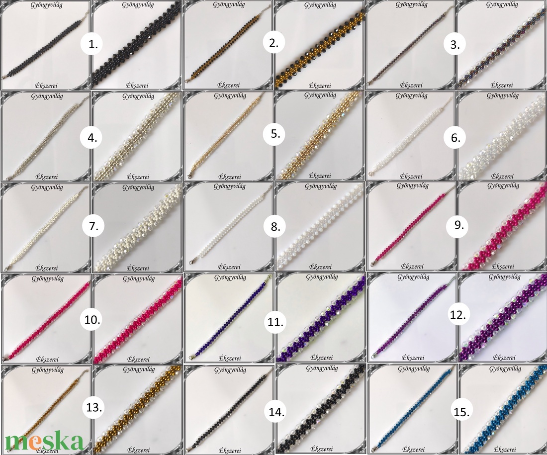Ékszerek-karkötők: fűzött cseh kristály gyöngy karkötő SSZ-ÜGY004  K több színben - esküvő - ékszer - ékszerszett - Meska.hu