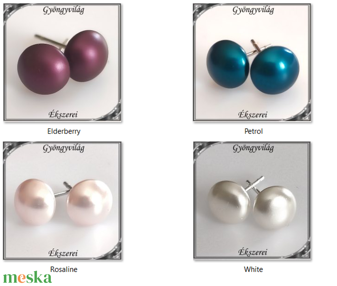 Ékszerek-fülbevalók: Swarovski félig fúrt fél gömb 8mm SF-SW5817-8 NA - ékszer - fülbevaló - pötty fülbevaló - Meska.hu