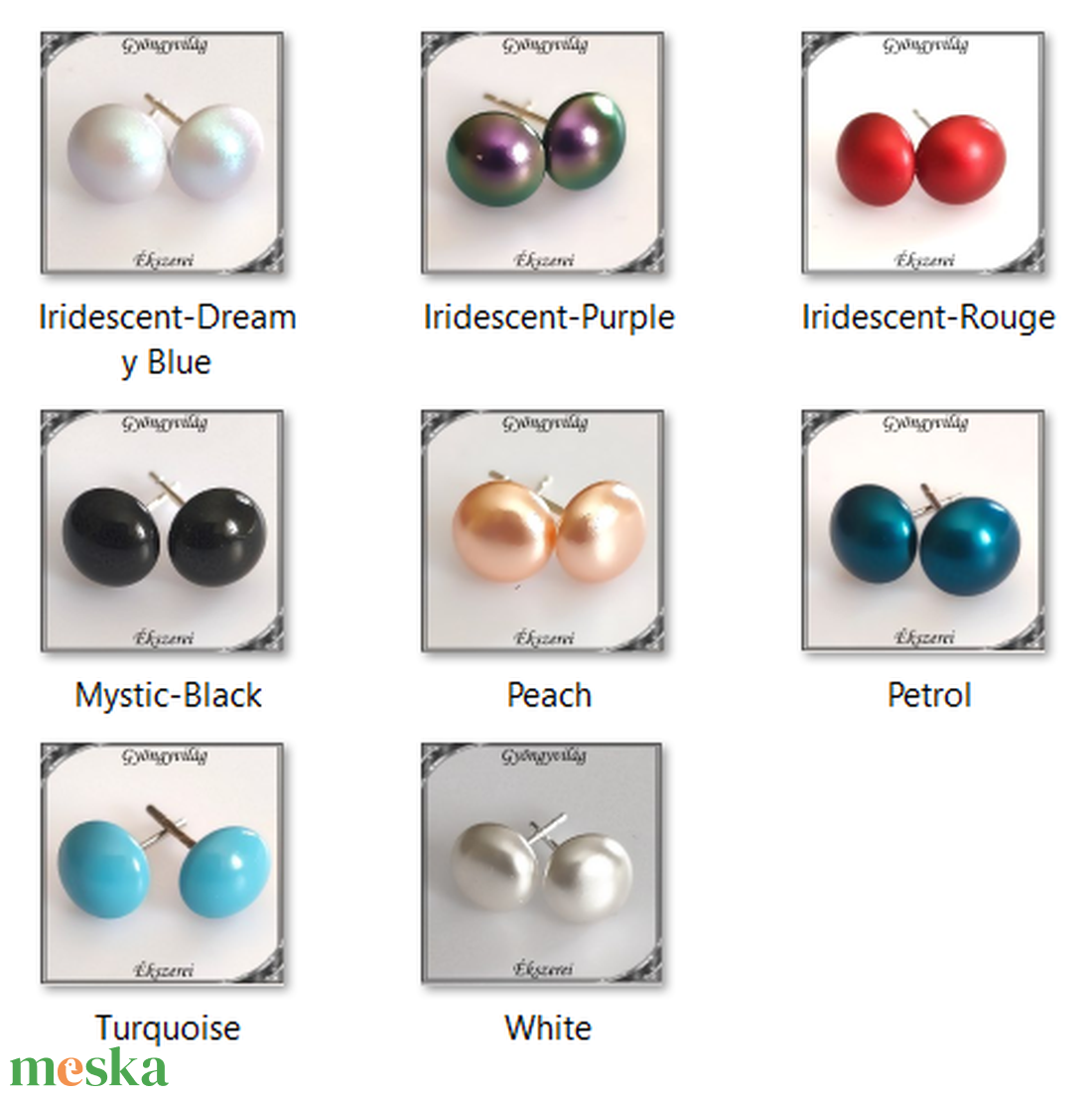 Ékszerek-fülbevalók: 925-ös sterling ezüst Swarovski félig fúrt fél gömb 8mm több színben SF-SW5817-8 925 - ékszer - fülbevaló - pötty fülbevaló - Meska.hu