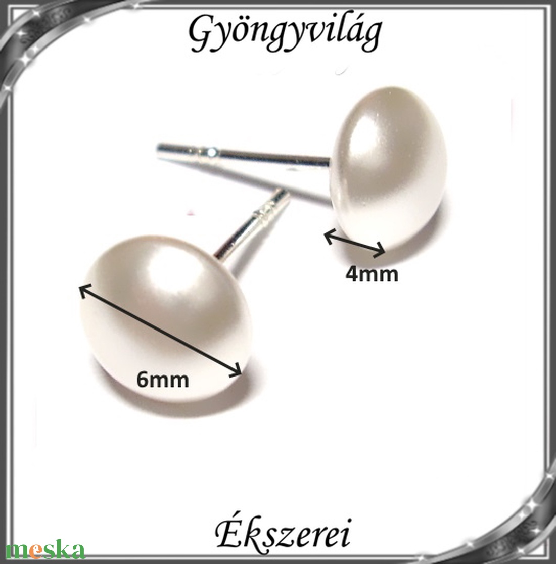 Ékszerek-fülbevalók: Swarovski félig fúrt fél gömb 6mm SF-SW5817-6 NA - ékszer - fülbevaló - pötty fülbevaló - Meska.hu