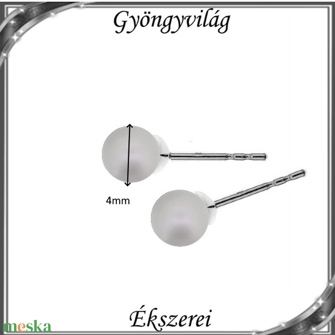 Ékszerek-fülbevalók: 925-ös sterling ezüst Swarovski félig fúrt gömb 4mm több színben SF-SW5818-4 NA - ékszer - fülbevaló - pötty fülbevaló - Meska.hu