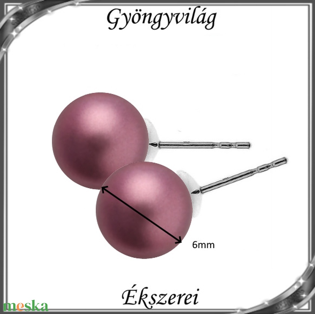 Ékszerek-fülbevalók: Swarovski félig fúrt gömb 6mm több színben SF-SW5818-01-6 925 - ékszer - fülbevaló - pötty fülbevaló - Meska.hu