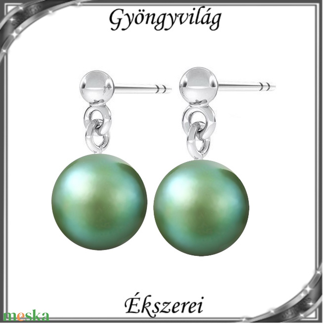 Ékszerek-fülbevalók: Swarovski félig fúrt gömb 8mm fülbevaló SF-SW5818-09-10 925 - ékszer - fülbevaló - lógó fülbevaló - Meska.hu