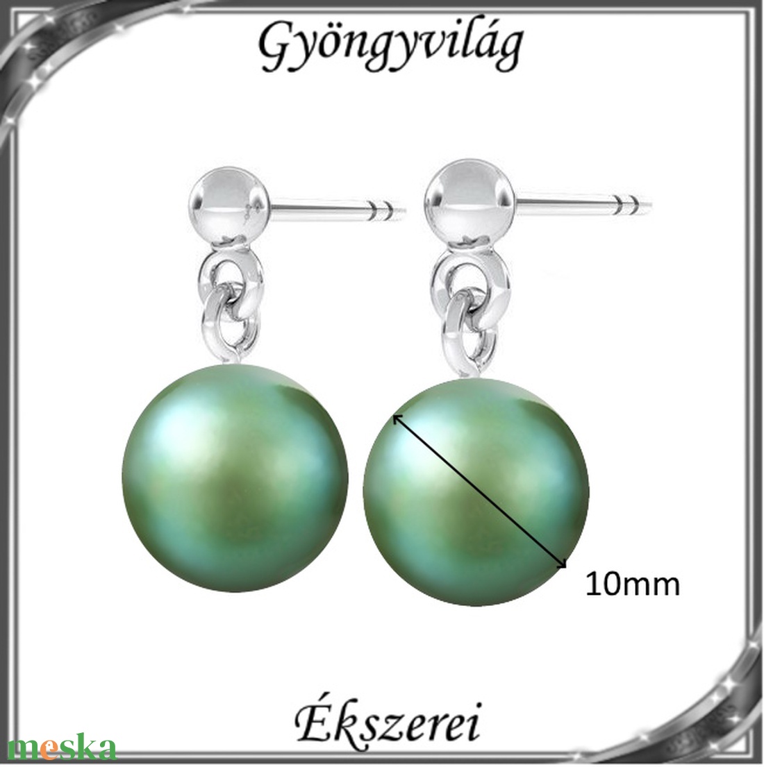 Ékszerek-fülbevalók: Swarovski félig fúrt gömb 8mm fülbevaló SF-SW5818-09-10 925 - ékszer - fülbevaló - lógó fülbevaló - Meska.hu