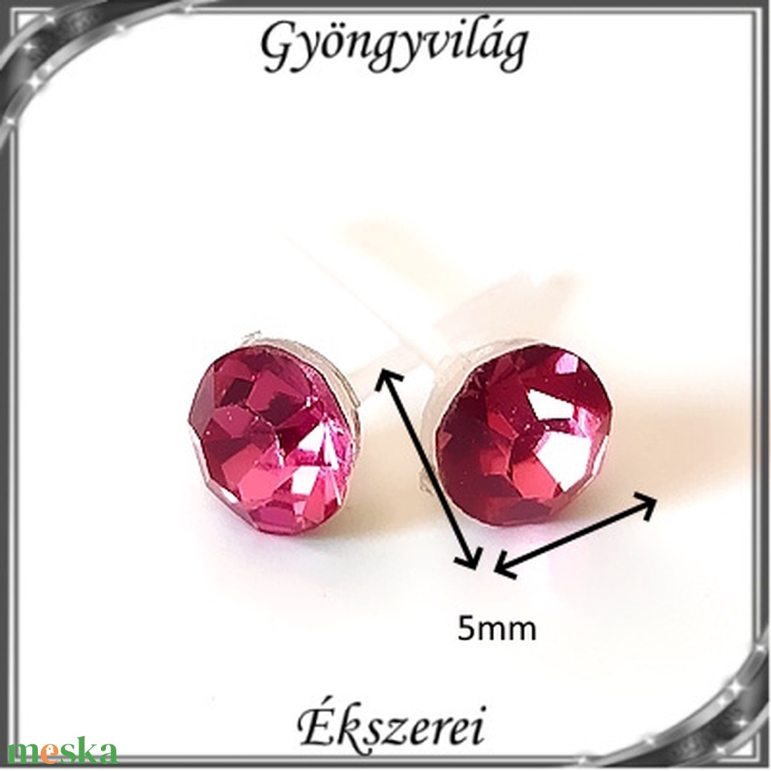 Ékszerek-fülbevalók: szilikon fülbevaló SF-K01-5 kristály köves 5mm-es több színben - ékszer - fülbevaló - pötty fülbevaló - Meska.hu