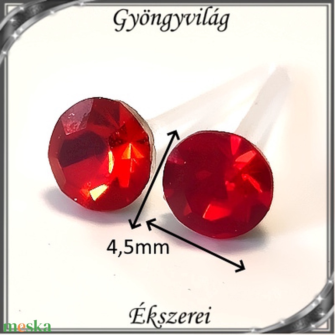 Ékszerek-fülbevalók: szilikon fülbevaló SF-K01-4,5 kristály köves 4,5mm-es több színben - ékszer - fülbevaló - pötty fülbevaló - Meska.hu