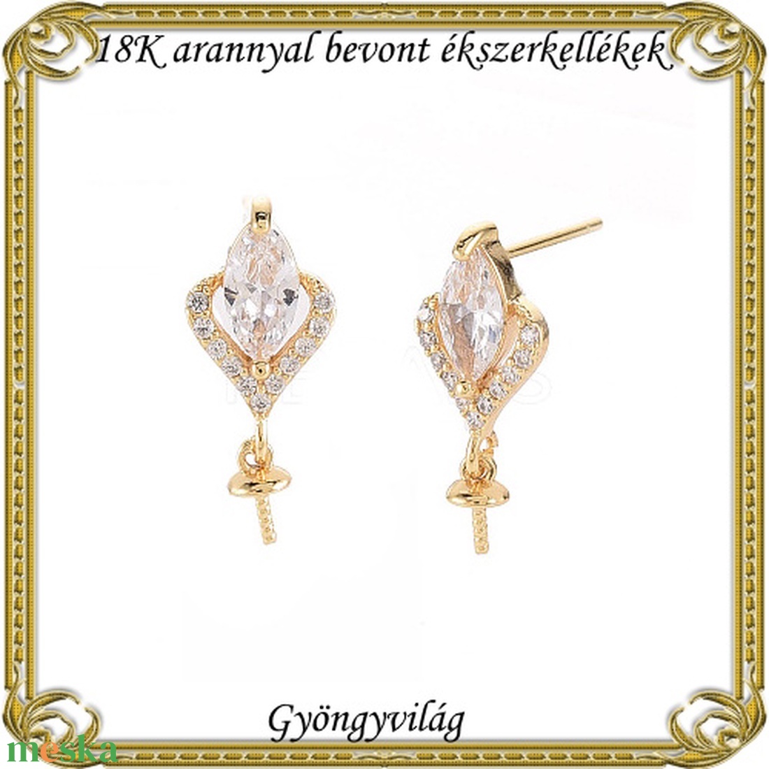 18K arannyal bevont ékszerkellék: fülbevalóalap  ABFK 09 - kellékek & szerszámok - ékszerkellék - fülbevaló alap - Meska.hu
