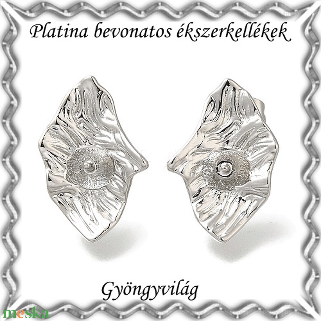 Platinával bevont ékszerkellék: fülbevalóalap  PBFK 06 J+B - kellékek & szerszámok - ékszerkellék - fülbevaló alap - Meska.hu
