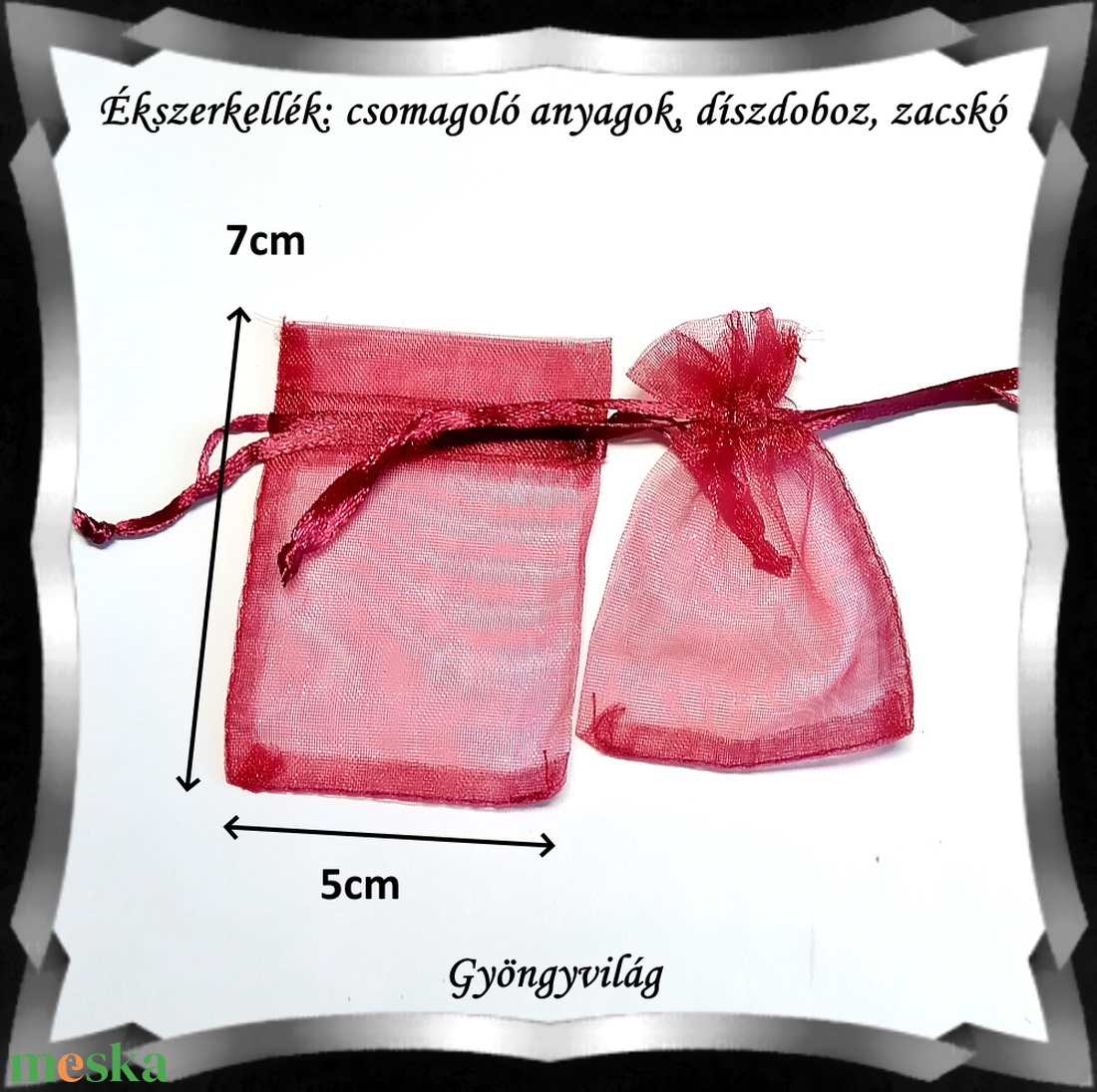 Ékszerkellék: Organza tasak EK-Z01   7x9 10db /csomag több szinben - kellékek & szerszámok - csomagolóanyag - doboz, henger - Meska.hu