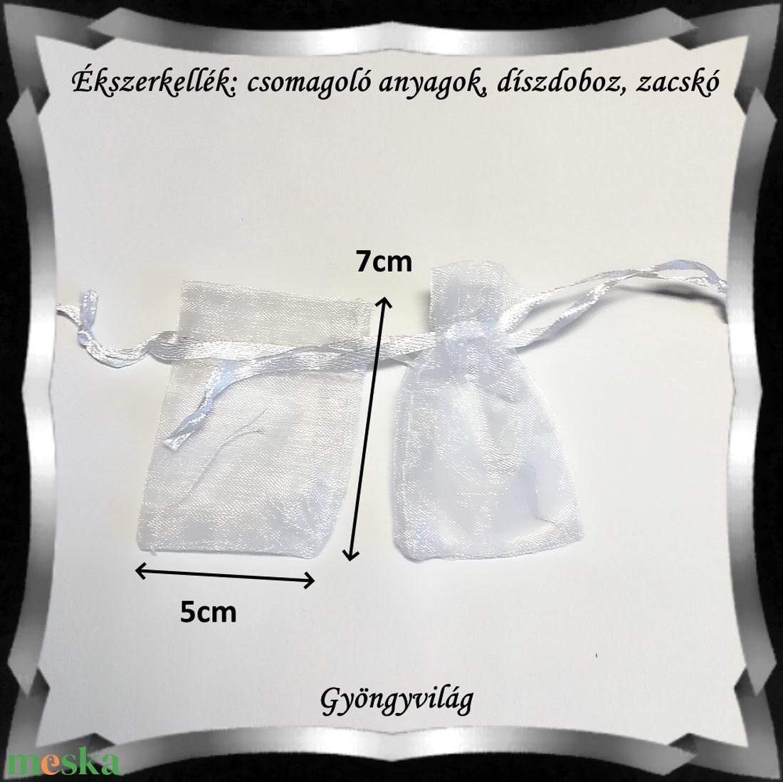 Ékszerkellék: Organza tasak EK-Z01   7x9 10db /csomag több szinben - kellékek & szerszámok - csomagolóanyag - doboz, henger - Meska.hu