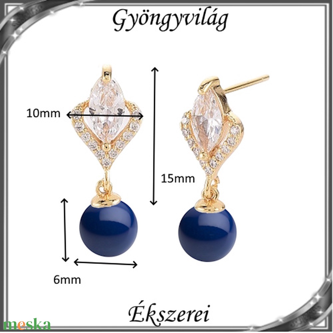 Ékszerek-fülbevalók: Swarovski félig fúrt gömb 6mm több színben SF-SW5818-10-6 18K - ékszer - fülbevaló - pötty fülbevaló - Meska.hu