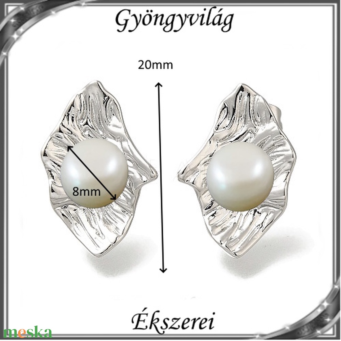 Ékszerek-fülbevalók: igazgyöngy félig fúrt gömb 8mm SF-IGY01-8 PL fehér  - ékszer - fülbevaló - pötty fülbevaló - Meska.hu