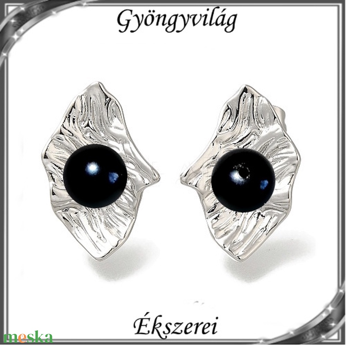Ékszerek-fülbevalók: igazgyöngy félig fúrt gömb 8mm SF-IGY01-7 PL fekete  - ékszer - fülbevaló - pötty fülbevaló - Meska.hu