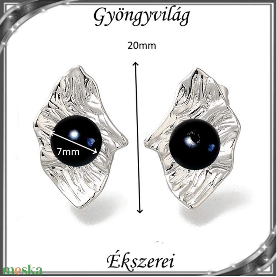 Ékszerek-fülbevalók: igazgyöngy félig fúrt gömb 8mm SF-IGY01-7 PL fekete  - ékszer - fülbevaló - pötty fülbevaló - Meska.hu