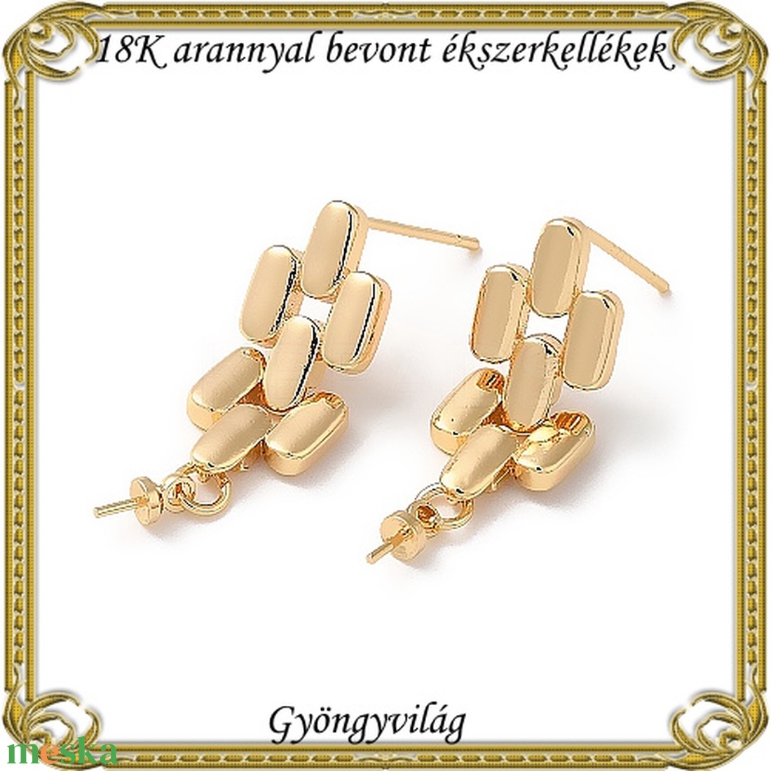 18K arannyal bevont ékszerkellék: fülbevalóalap  ABFK 10 - kellékek & szerszámok - ékszerkellék - fülbevaló alap - Meska.hu