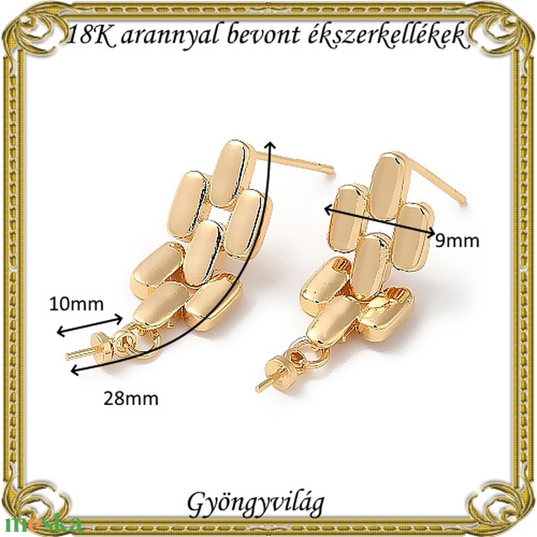 18K arannyal bevont ékszerkellék: fülbevalóalap  ABFK 10 - kellékek & szerszámok - ékszerkellék - fülbevaló alap - Meska.hu