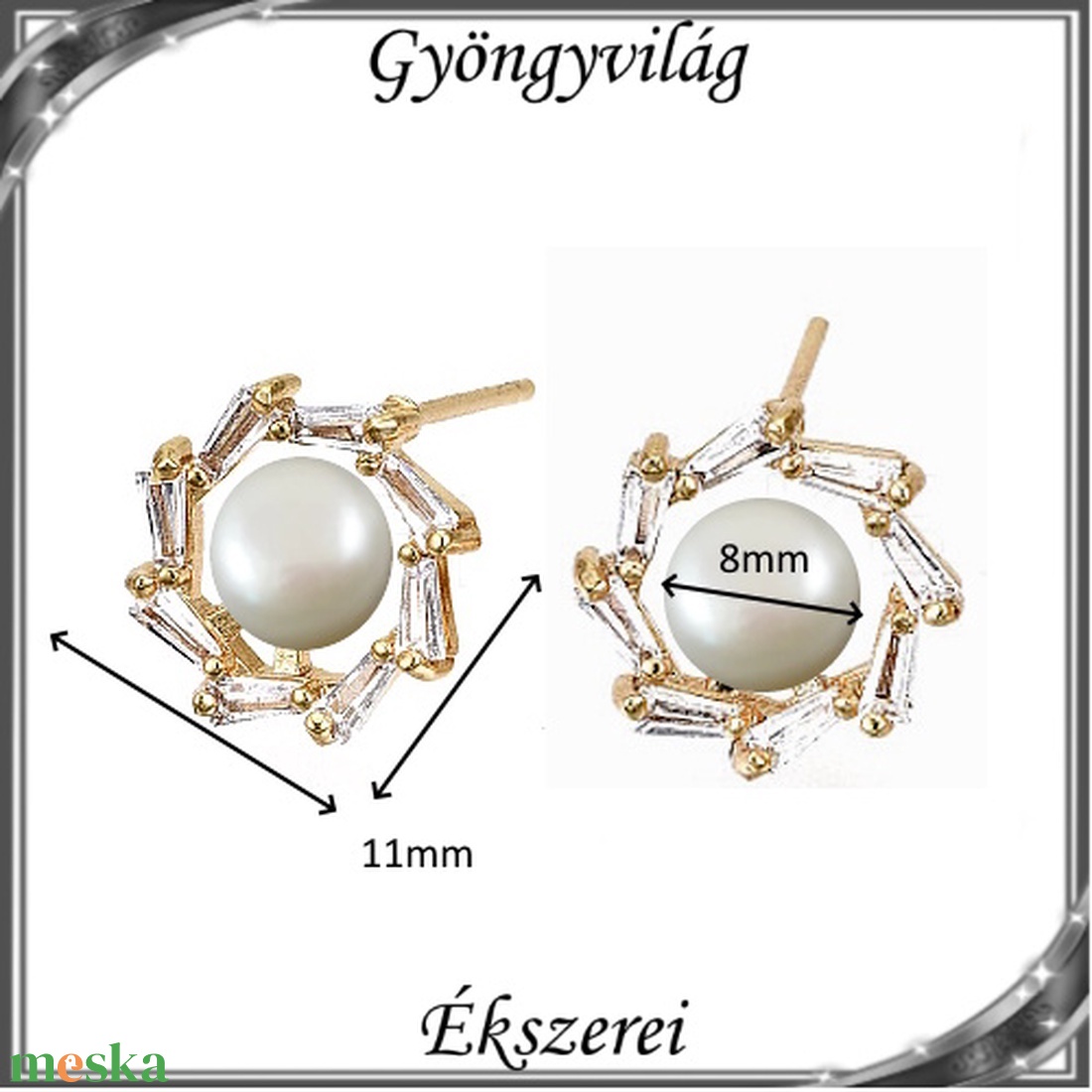Ékszerek-fülbevalók: igazgyöngy félig fúrt gömb 8mm SF-IGY02-8 18k  - ékszer - fülbevaló - pötty fülbevaló - Meska.hu