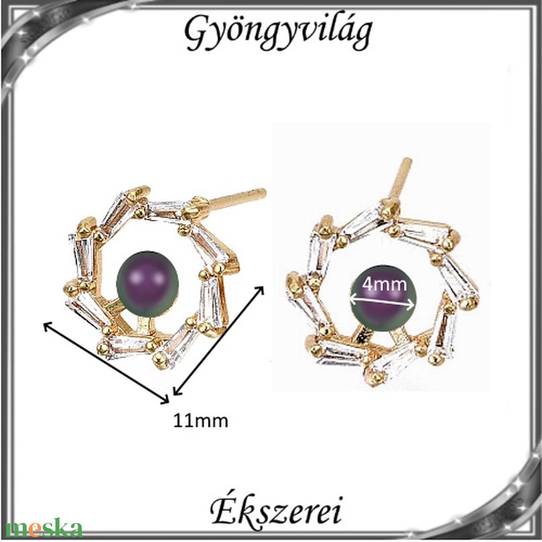 Ékszerek-fülbevalók: Swarovski félig fúrt gömb 4mm több színben SF-SW5818-12-4 18K - ékszer - fülbevaló - pötty fülbevaló - Meska.hu