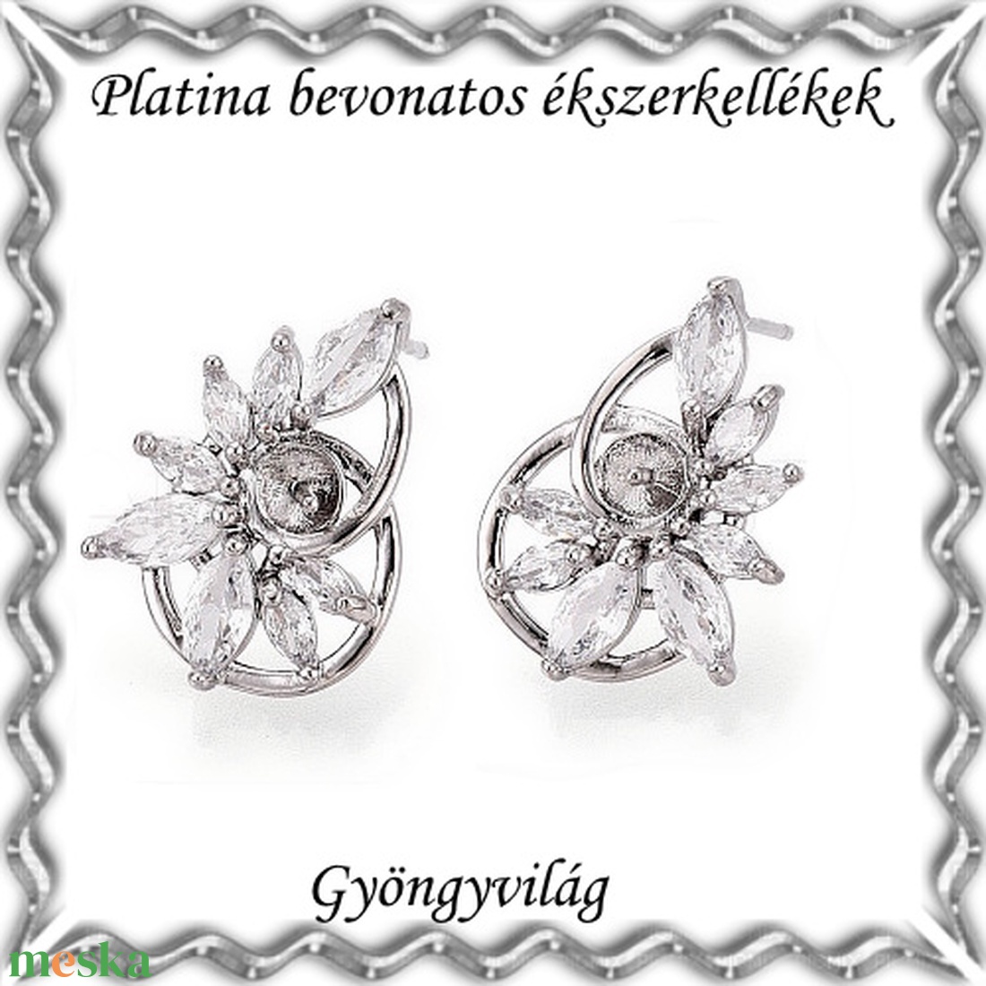 Platinával bevont ékszerkellék: fülbevalóalap  PBFK 07-5818 J+B - kellékek & szerszámok - ékszerkellék - fülbevaló alap - Meska.hu