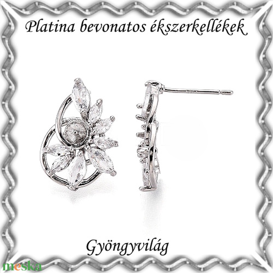 Platinával bevont ékszerkellék: fülbevalóalap  PBFK 07-5818 J+B - kellékek & szerszámok - ékszerkellék - fülbevaló alap - Meska.hu