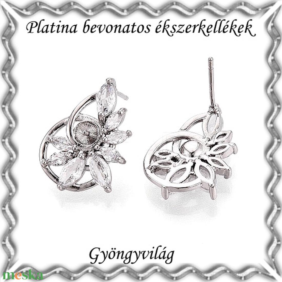 Platinával bevont ékszerkellék: fülbevalóalap  PBFK 07-5818 J+B - kellékek & szerszámok - ékszerkellék - fülbevaló alap - Meska.hu