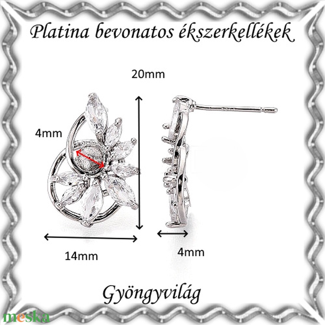 Platinával bevont ékszerkellék: fülbevalóalap  PBFK 07-5818 J+B - kellékek & szerszámok - ékszerkellék - fülbevaló alap - Meska.hu