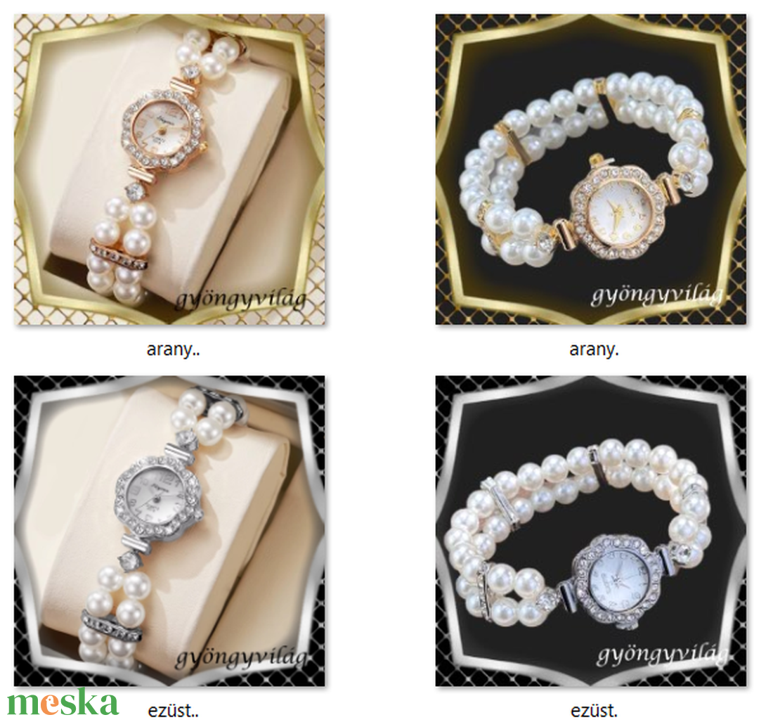 Tekla gyöngyös ékszeróra ES-ÉÓ03-1 fehér  - ékszer - karóra és ékszeróra - karkötő óra - Meska.hu