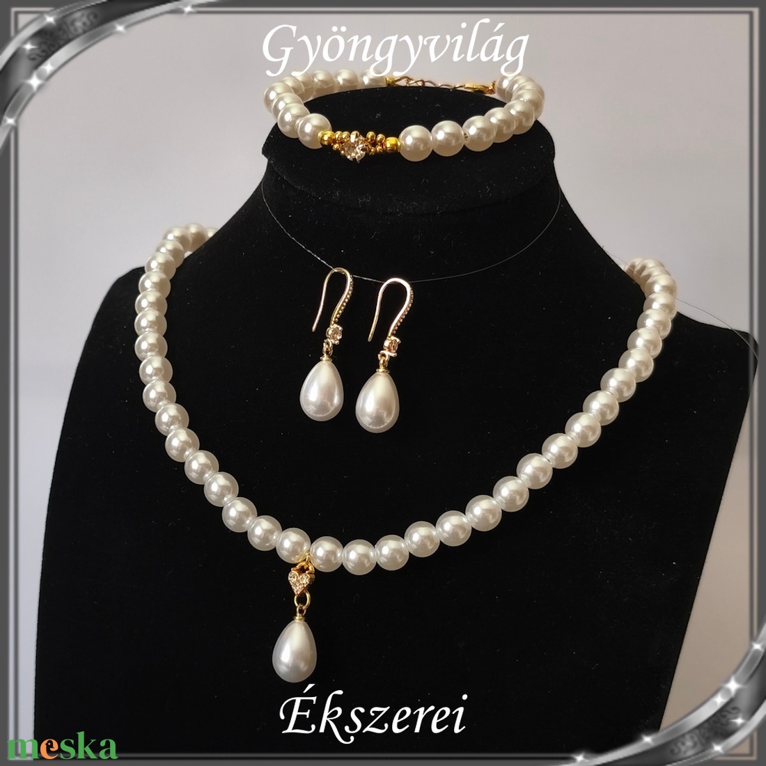 Ékszerek-szettek: Esküvői, menyasszonyi, alkalmi ékszer szett  SSZ-03-1A - esküvő - ékszer - ékszerszett - Meska.hu