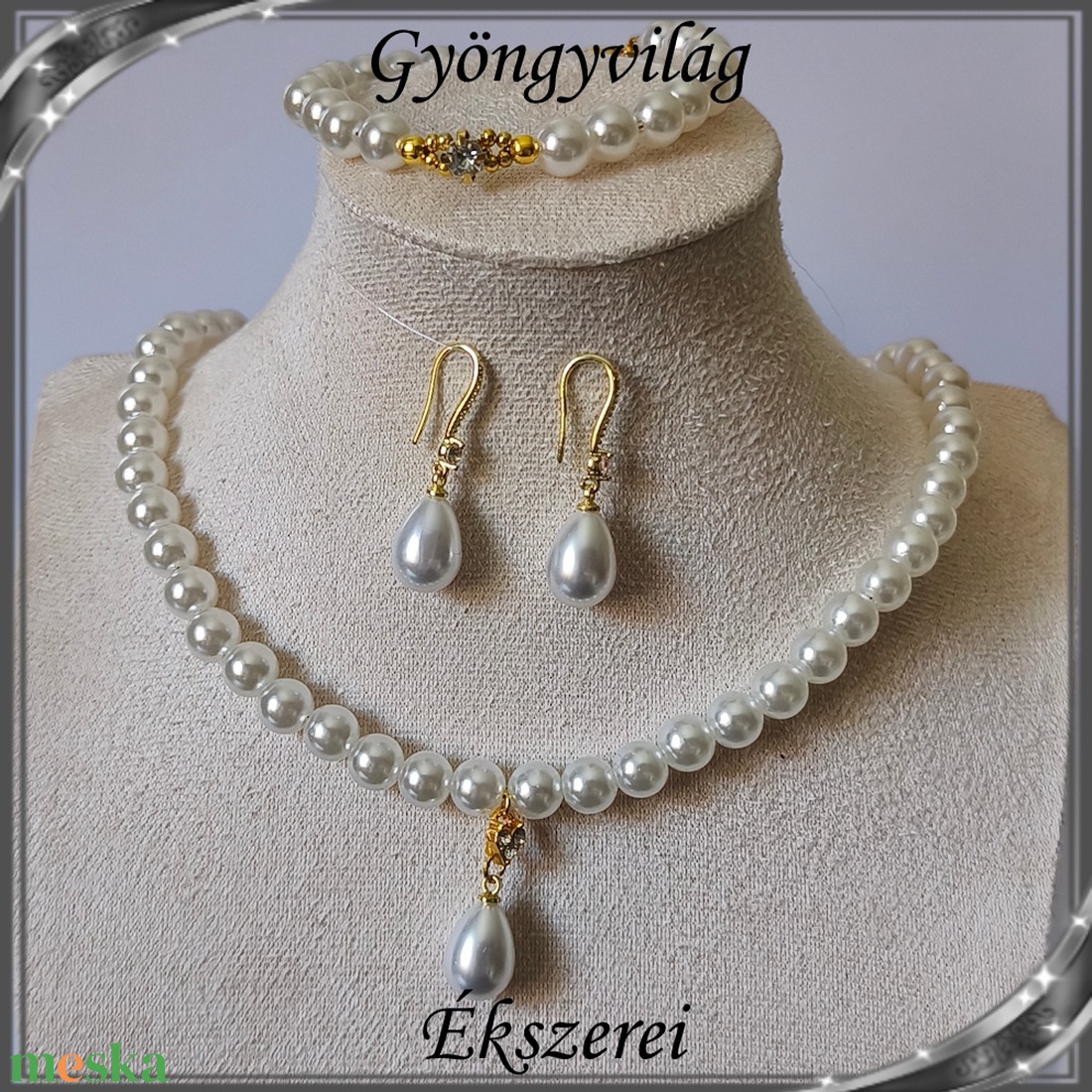 Ékszerek-szettek: Esküvői, menyasszonyi, alkalmi ékszer szett  SSZ-03-1A - esküvő - ékszer - ékszerszett - Meska.hu