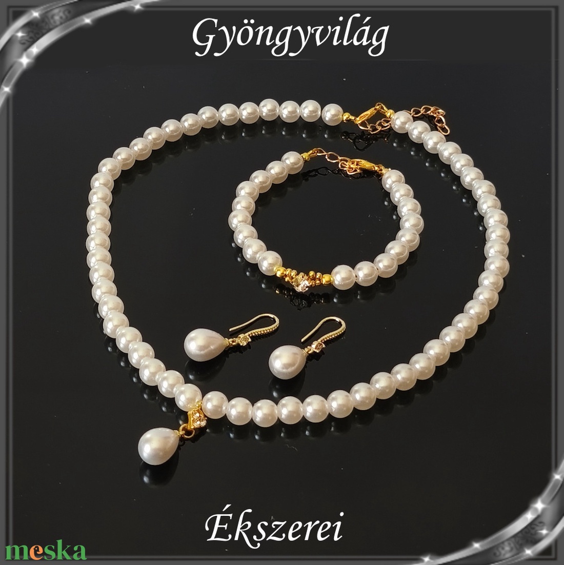 Ékszerek-szettek: Esküvői, menyasszonyi, alkalmi ékszer szett  SSZ-03-1A - esküvő - ékszer - ékszerszett - Meska.hu