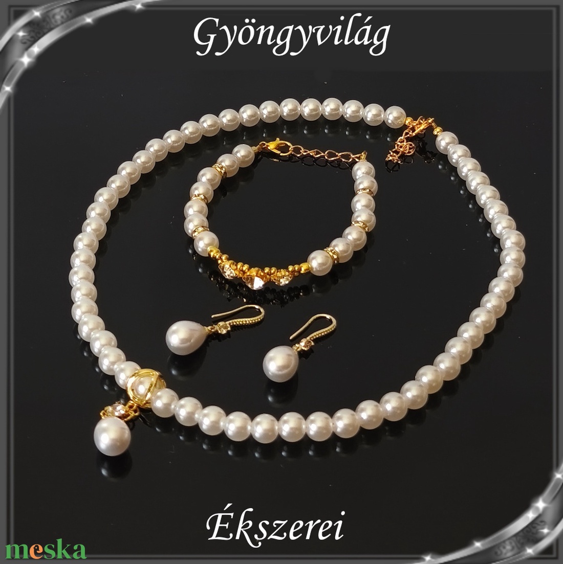 Ékszerek-szettek: Esküvői, menyasszonyi, alkalmi ékszer szett  SSZ-03-2A - esküvő - ékszer - ékszerszett - Meska.hu