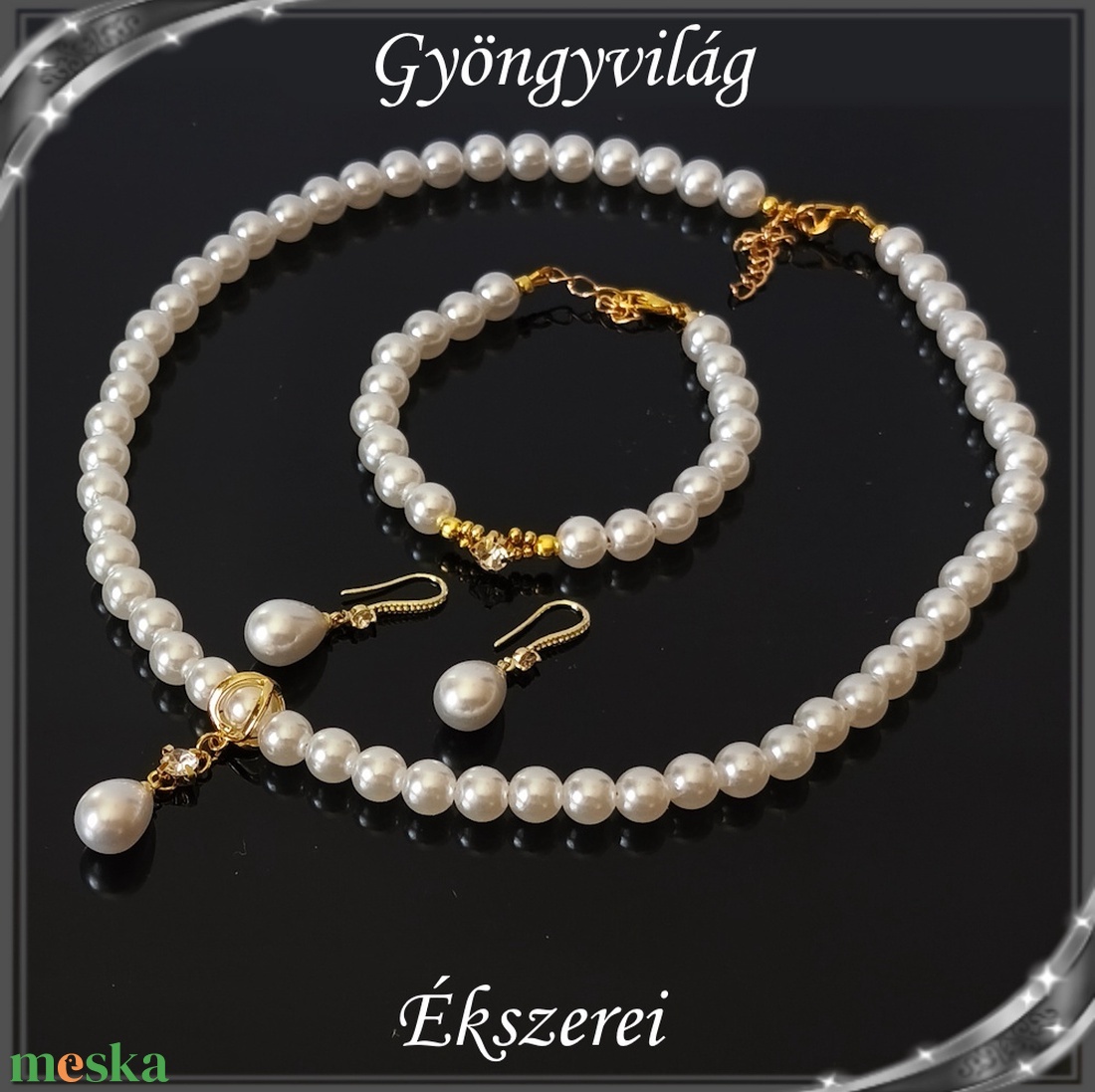 Ékszerek-szettek: Esküvői, menyasszonyi, alkalmi ékszer szett  SSZ-03-2A - esküvő - ékszer - ékszerszett - Meska.hu