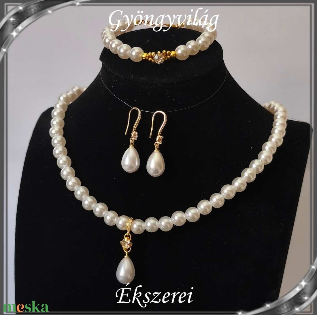 Ékszerek-szettek: Esküvői, menyasszonyi, alkalmi ékszer szett  SSZ-03-3A - esküvő - ékszer - ékszerszett - Meska.hu