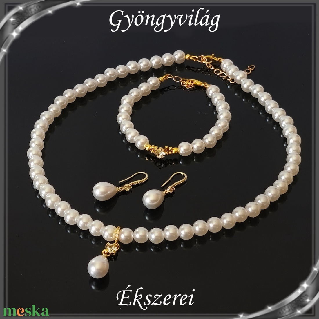 Ékszerek-szettek: Esküvői, menyasszonyi, alkalmi ékszer szett  SSZ-03-3A - esküvő - ékszer - ékszerszett - Meska.hu