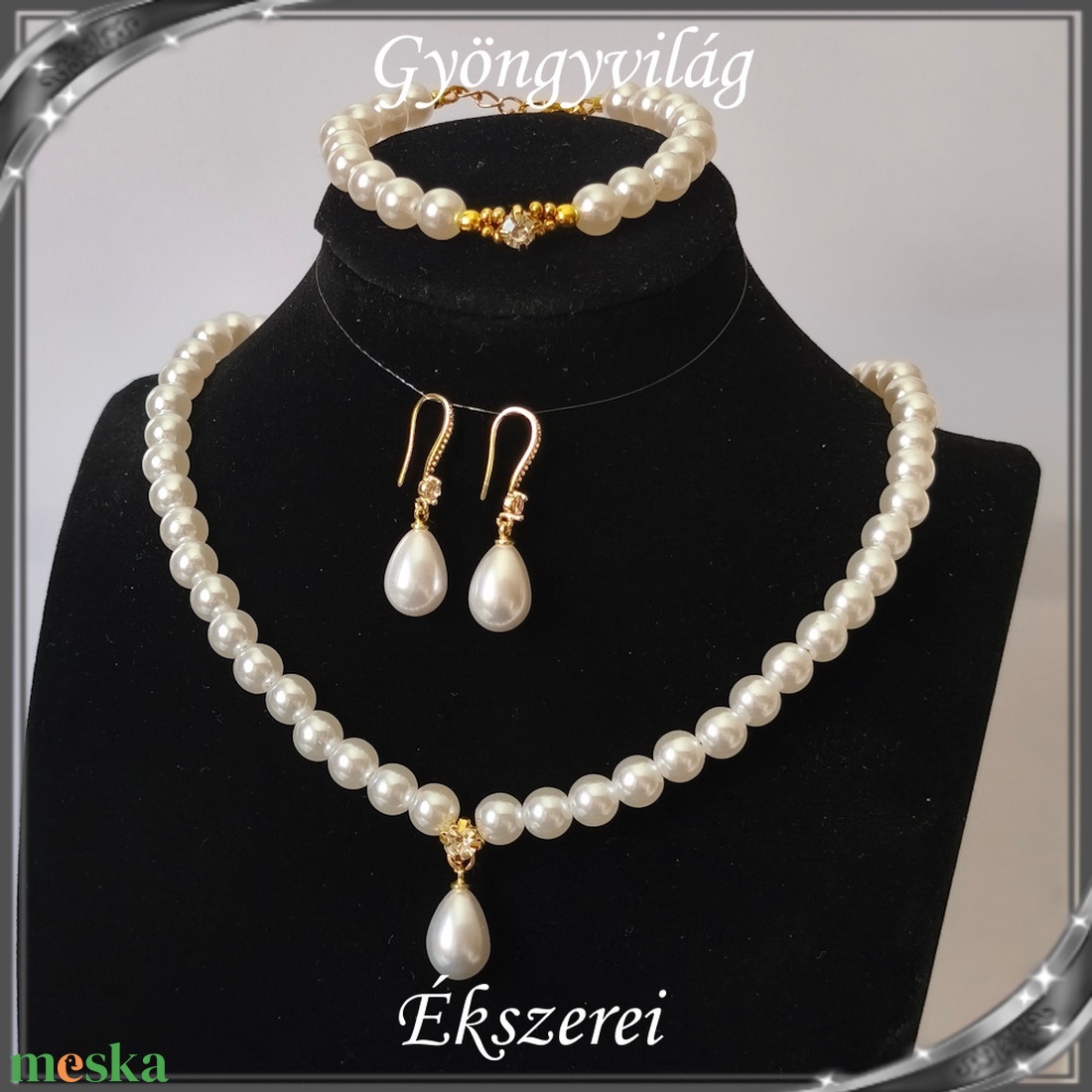 Ékszerek-szettek: Esküvői, menyasszonyi, alkalmi ékszer szett  SSZ-03-4AE - esküvő - ékszer - ékszerszett - Meska.hu