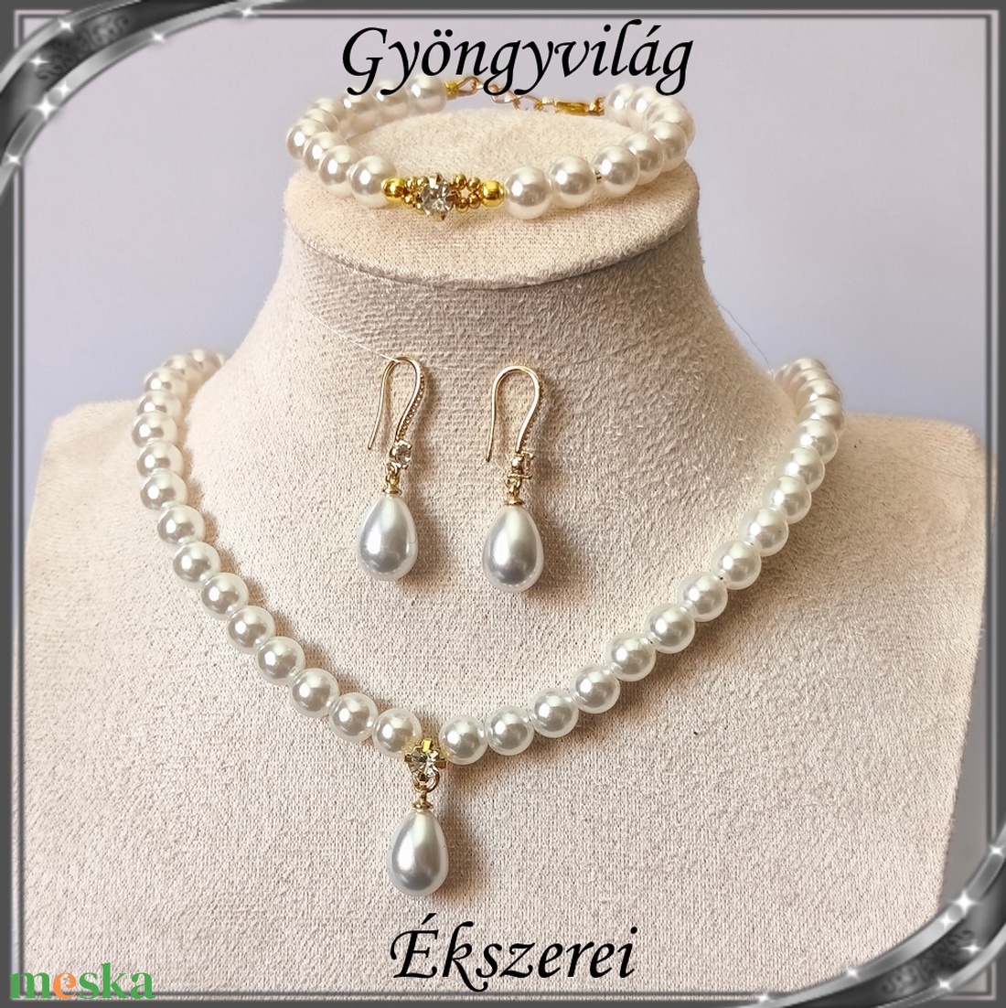 Ékszerek-szettek: Esküvői, menyasszonyi, alkalmi ékszer szett  SSZ-03-4AE - esküvő - ékszer - ékszerszett - Meska.hu