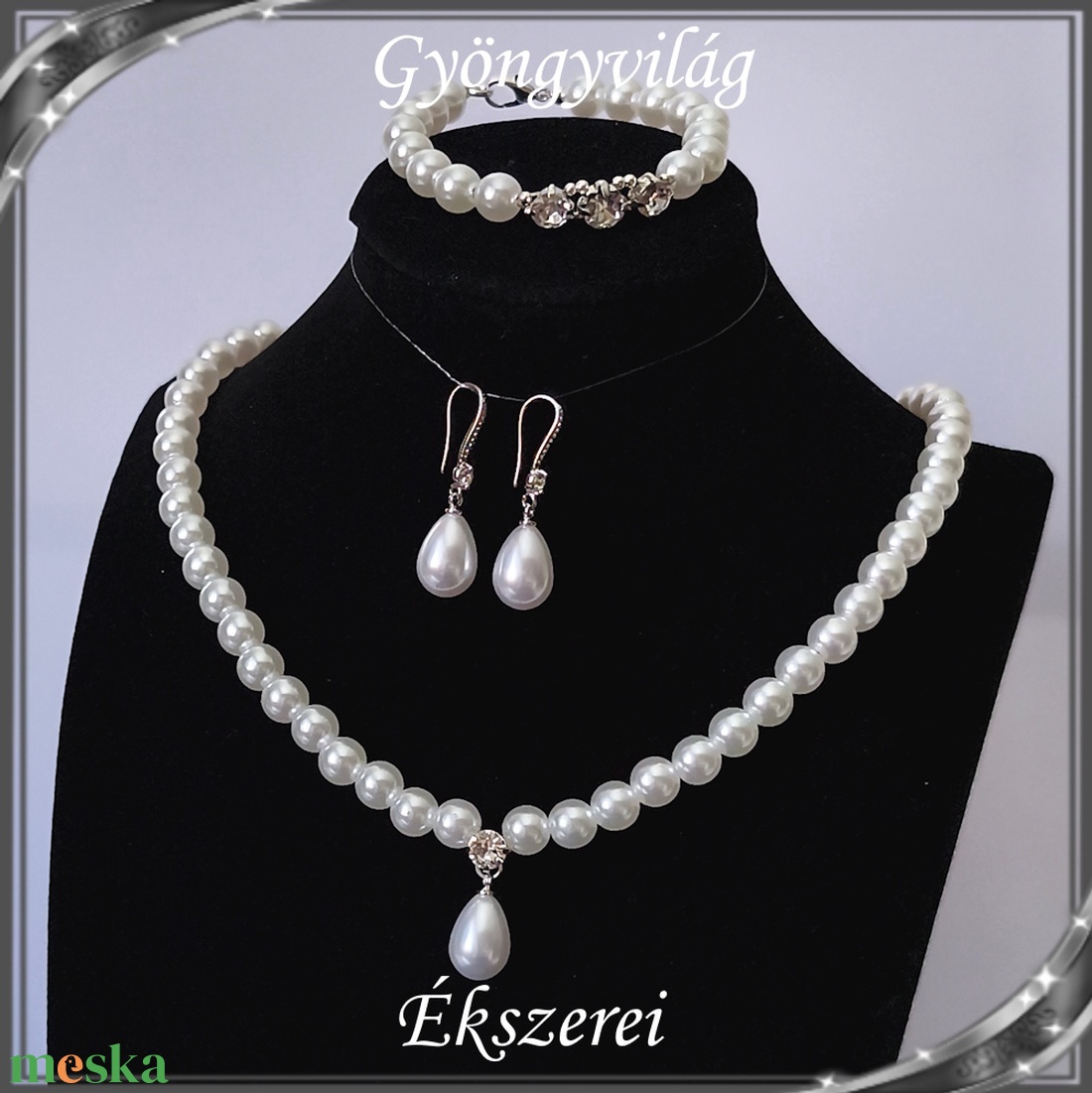Ékszerek-szettek: Esküvői, menyasszonyi, alkalmi ékszer szett  SSZ-03-4AE - esküvő - ékszer - ékszerszett - Meska.hu