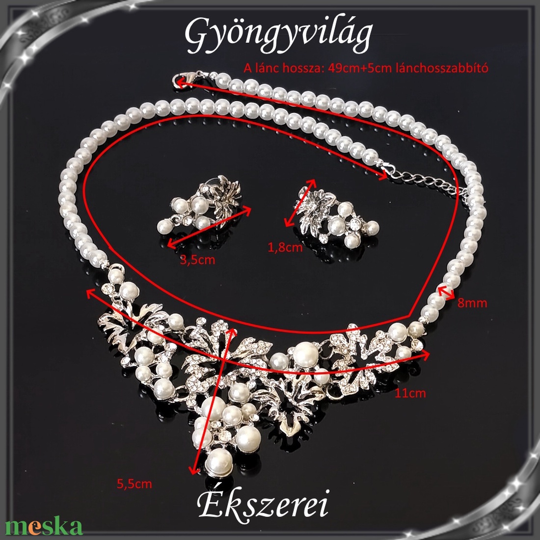 Ékszerek-szettek: Esküvői, menyasszonyi, alkalmi ékszer szett,  SSZ-05-03 - esküvő - ékszer - ékszerszett - Meska.hu