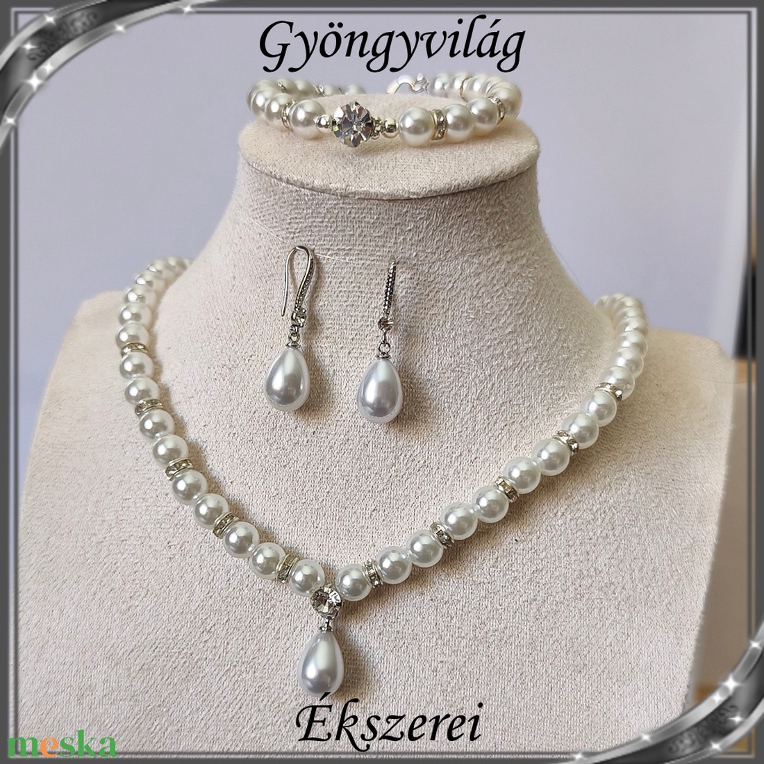 Ékszerek-szettek: Esküvői, menyasszonyi, alkalmi ékszer szett SSZ-03-7E - ékszer - ékszerszett - Meska.hu