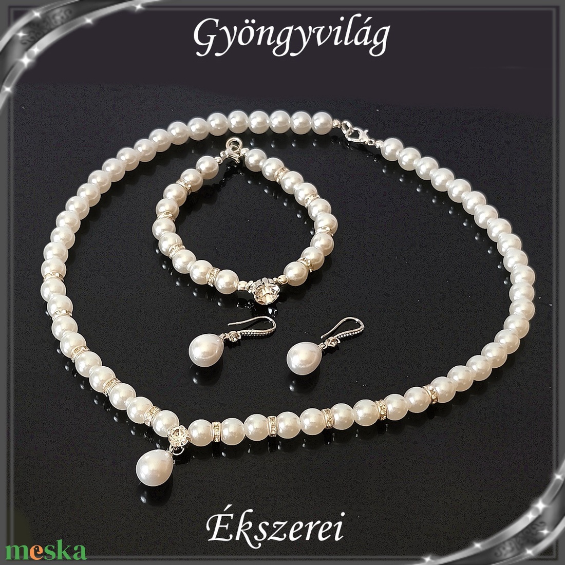 Ékszerek-szettek: Esküvői, menyasszonyi, alkalmi ékszer szett SSZ-03-7E - ékszer - ékszerszett - Meska.hu