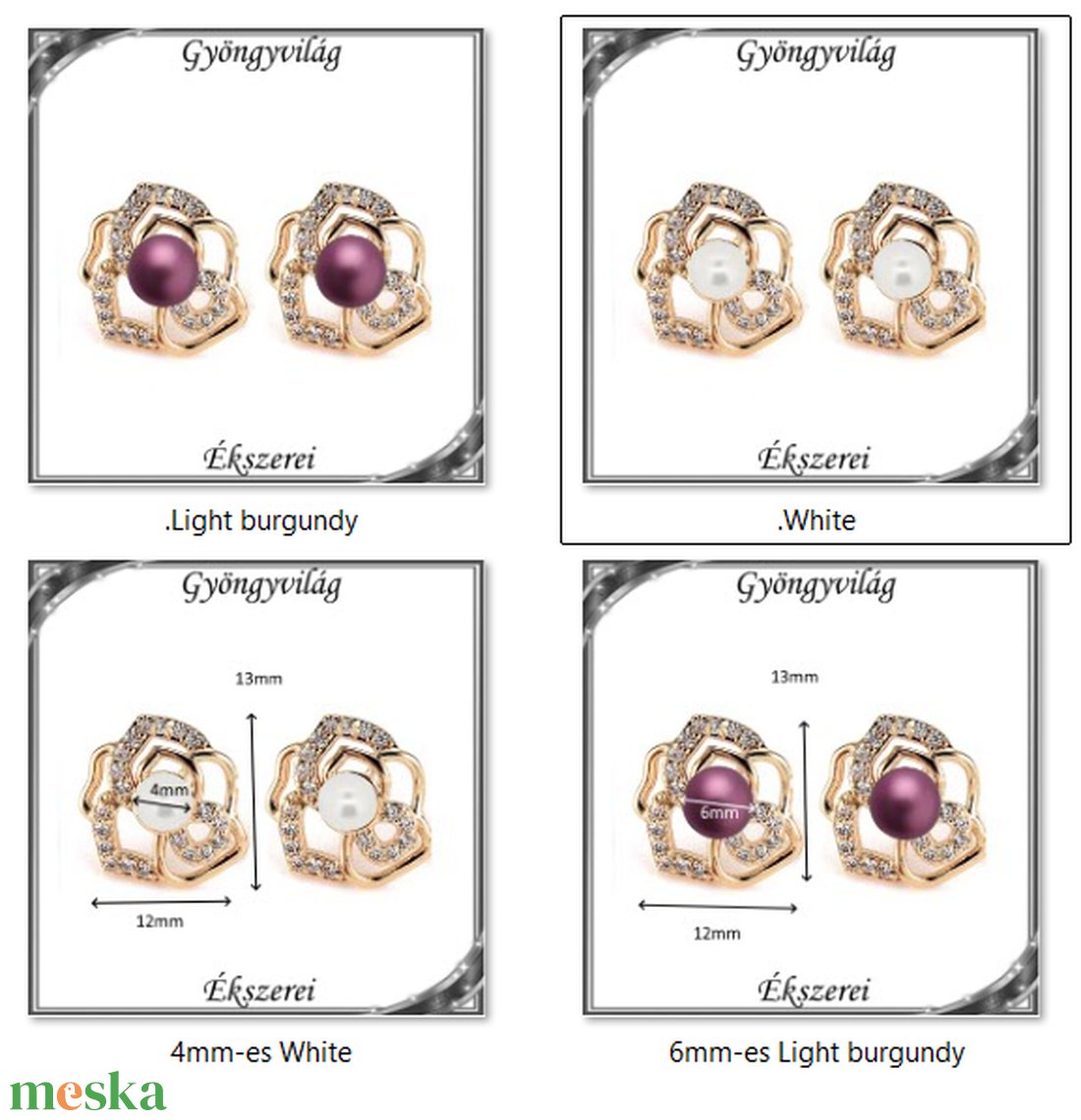Ékszerek-fülbevalók: Swarovski félig fúrt gömb 4/6mm több színben SF-SW5818-14 18K - ékszer - fülbevaló - pötty fülbevaló - Meska.hu