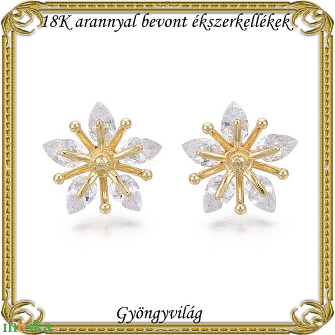 18K arannyal bevont ékszerkellék: fülbevalóalap ABFK 13-5818 - kellékek & szerszámok - gyöngyfűzés kellékek - egyéb alkatrész - Meska.hu