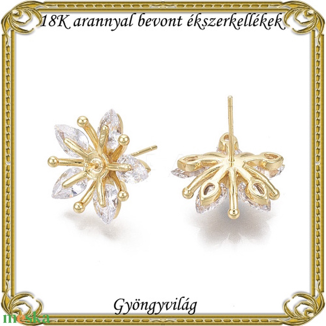 18K arannyal bevont ékszerkellék: fülbevalóalap ABFK 13-5818 - kellékek & szerszámok - gyöngyfűzés kellékek - egyéb alkatrész - Meska.hu