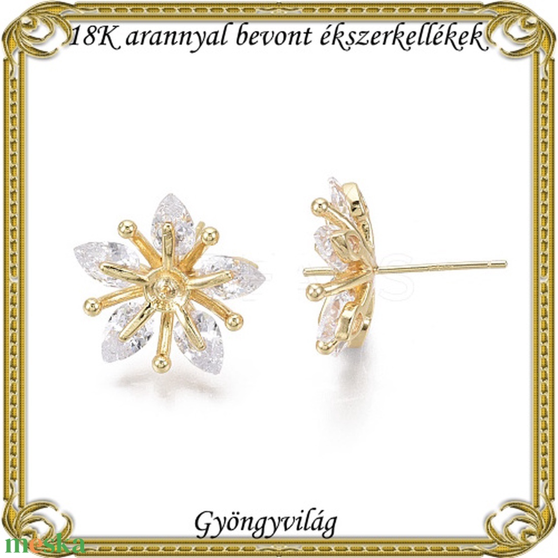 18K arannyal bevont ékszerkellék: fülbevalóalap ABFK 13-5818 - kellékek & szerszámok - gyöngyfűzés kellékek - egyéb alkatrész - Meska.hu