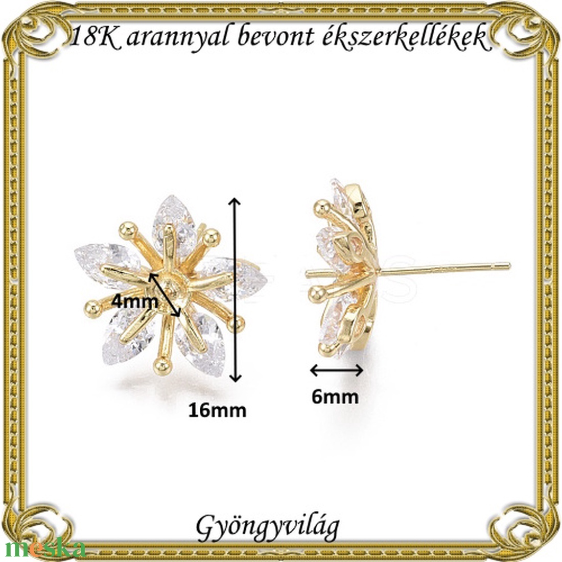 18K arannyal bevont ékszerkellék: fülbevalóalap ABFK 13-5818 - kellékek & szerszámok - gyöngyfűzés kellékek - egyéb alkatrész - Meska.hu