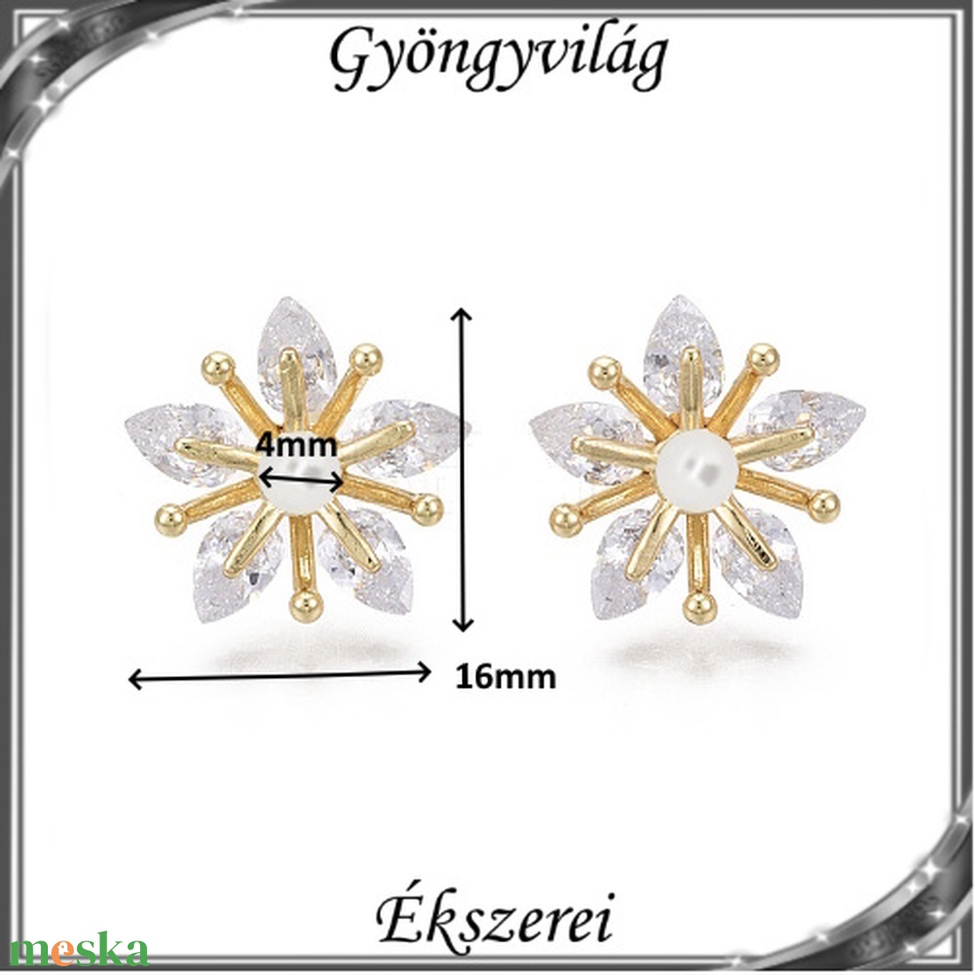 Ékszerek-fülbevalók: Swarovski félig fúrt gömb 4mm több színben SF-SW5818-15 18K - ékszer - fülbevaló - pötty fülbevaló - Meska.hu