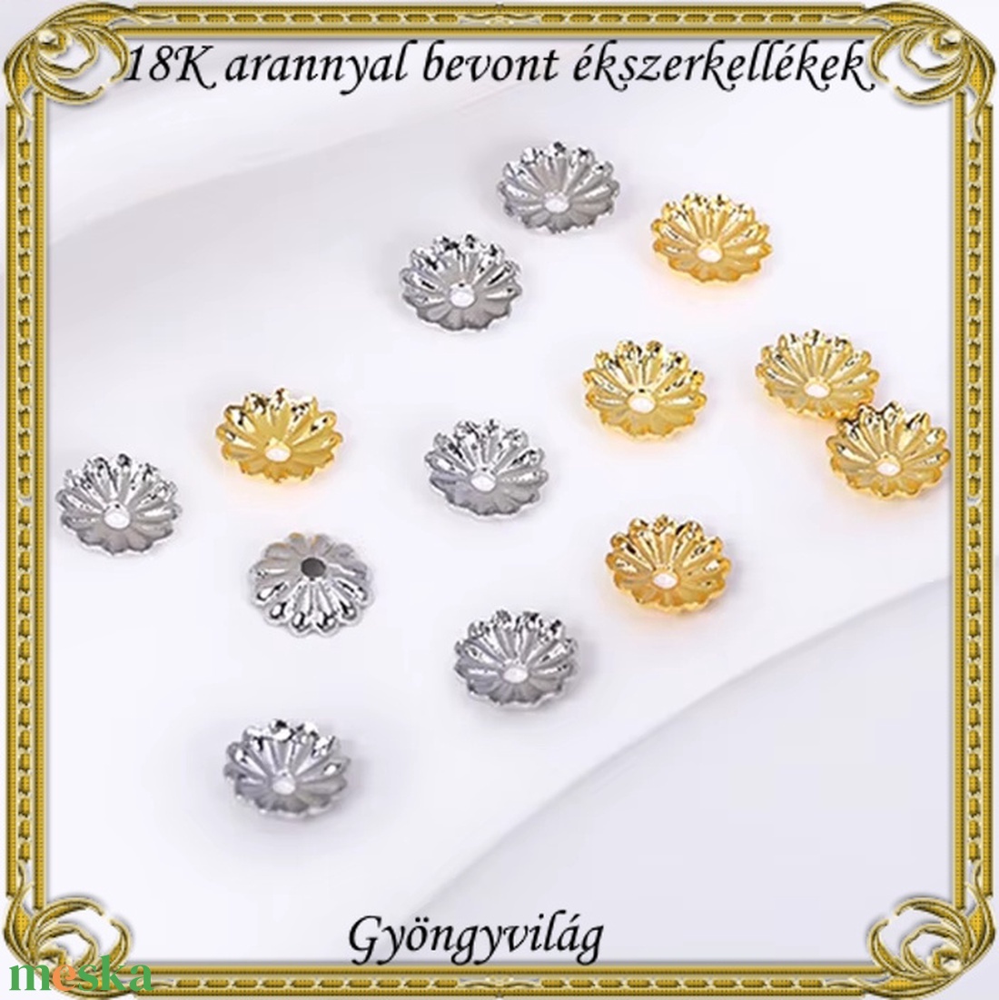 18K arannyal bevont ékszerkellék: gyöngykupak ABGYK 01 - kellékek & szerszámok - gyöngyfűzés kellékek - gyöngykupak - Meska.hu