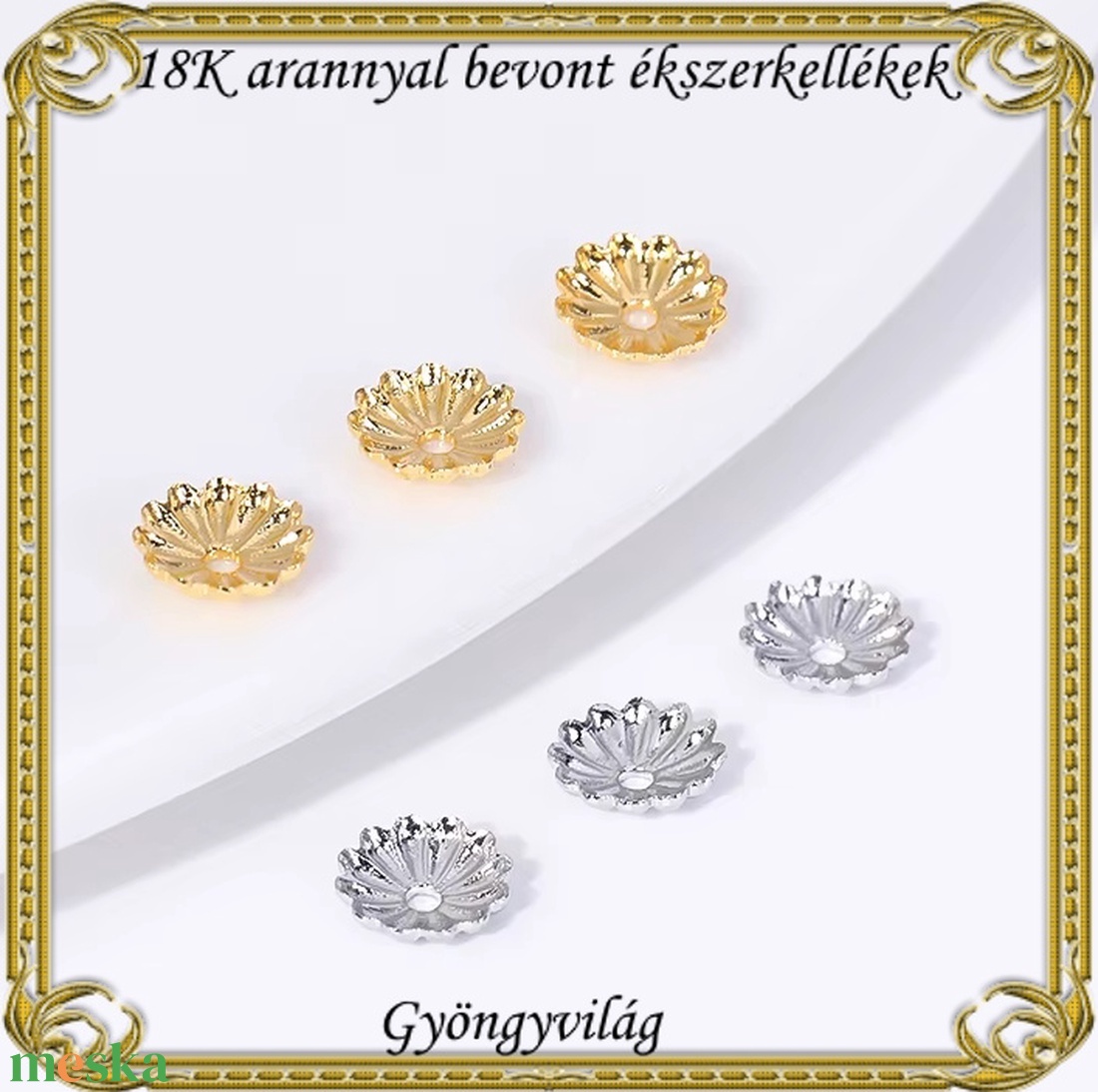 18K arannyal bevont ékszerkellék: gyöngykupak ABGYK 01 - kellékek & szerszámok - gyöngyfűzés kellékek - gyöngykupak - Meska.hu