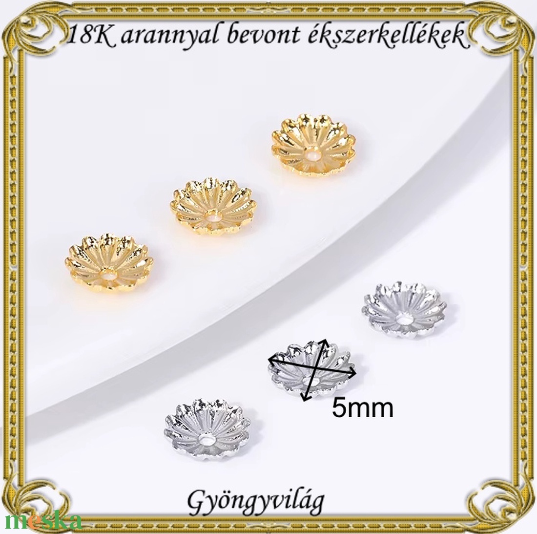 18K arannyal bevont ékszerkellék: gyöngykupak ABGYK 01 - kellékek & szerszámok - gyöngyfűzés kellékek - gyöngykupak - Meska.hu