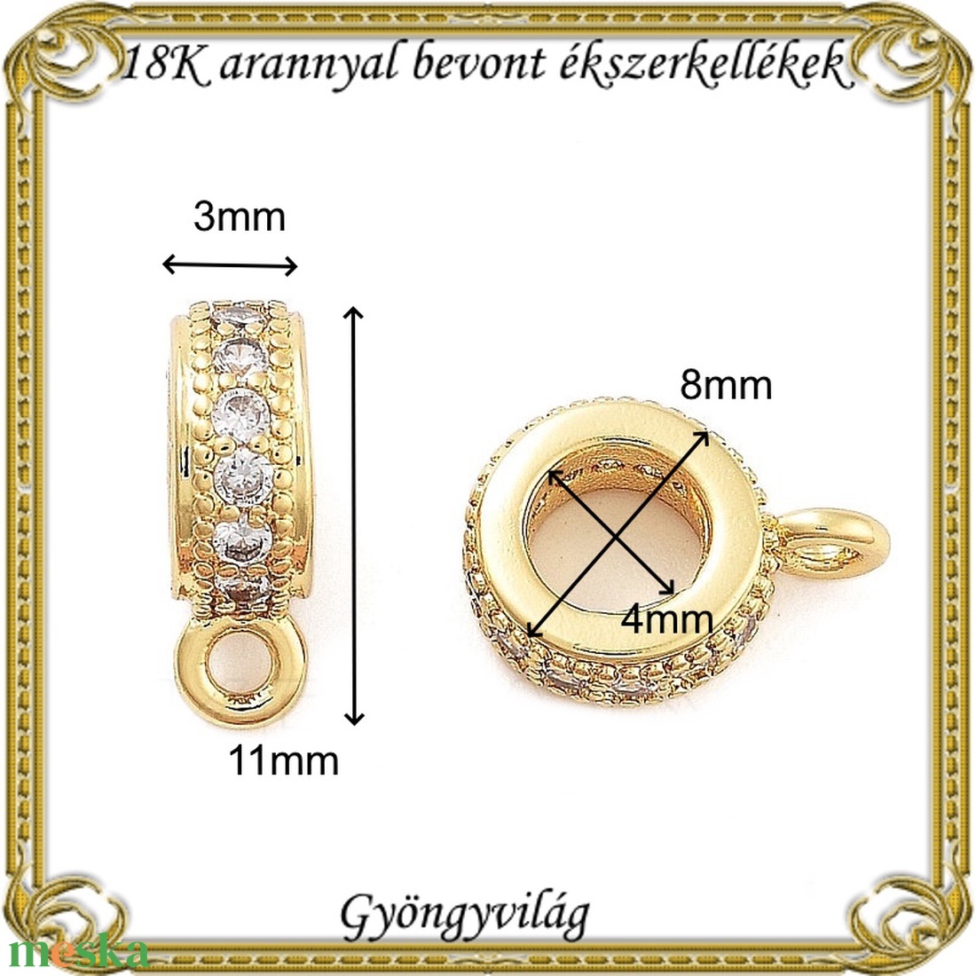 18K arannyal/ platinával bevont ékszerkellék: medáltartó ABMT01  PBMT 01 - kellékek & szerszámok - ékszerkellék - medáltartó, medálkapocs - Meska.hu